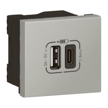Legrand Mosaic usb-link lader a+c 3.0a 2m alu - Billede 1