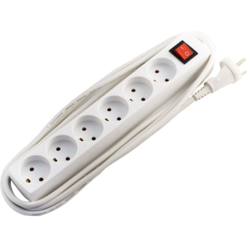  Stikdåse 6r m/j 3m m/afb.hvid