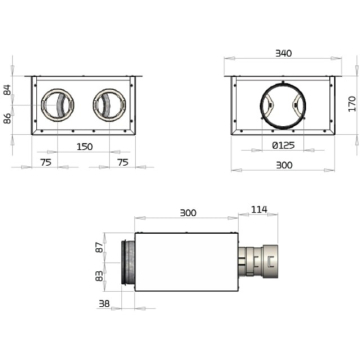 Nilair boks f/indbl over dør 2xø125