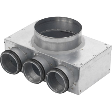 Vægboks pvwu125 t/ventil m/3 afgange ø63