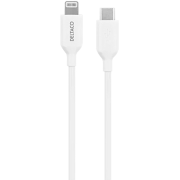 Deltaco Usb-c - lightning kabel, 1 m, hvid